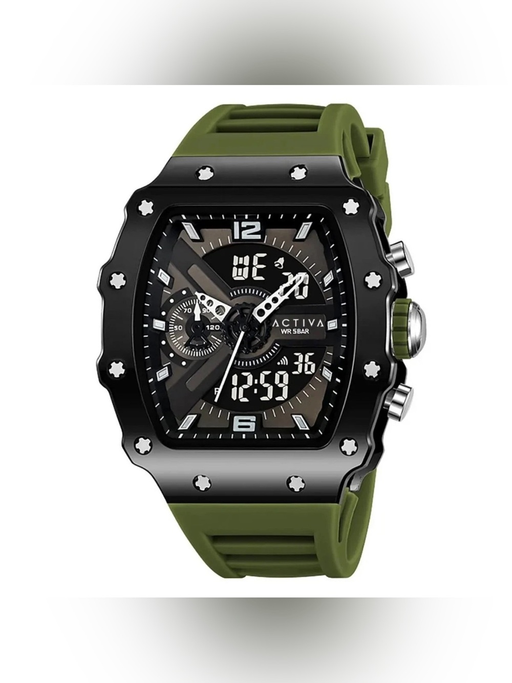 NWT Activa Multifunction Sport Watch in Army Green & Black